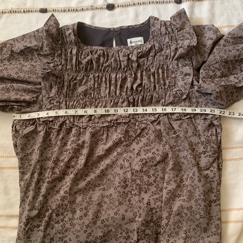 Floral Ruffle Blouse - Brown - Picture 15 of 16